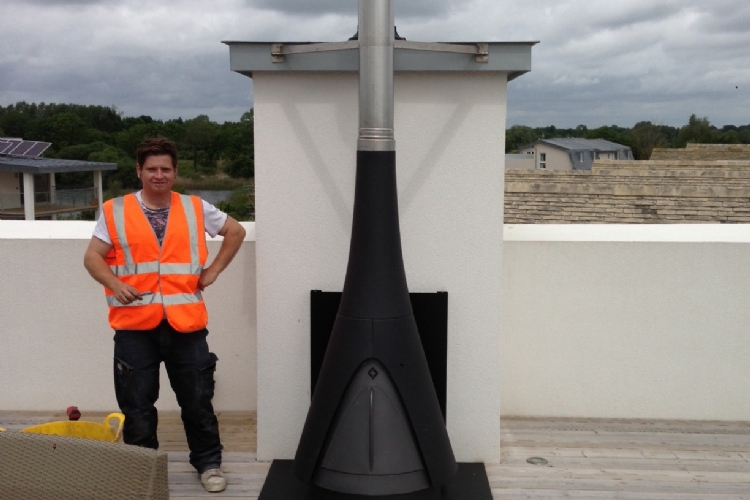 Woodburner on a roof