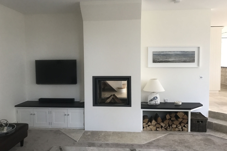 Double sided wood burner in Cornwall, Stuv 21