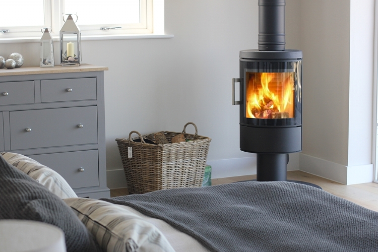 Woodburner in a bedroom in cornwall