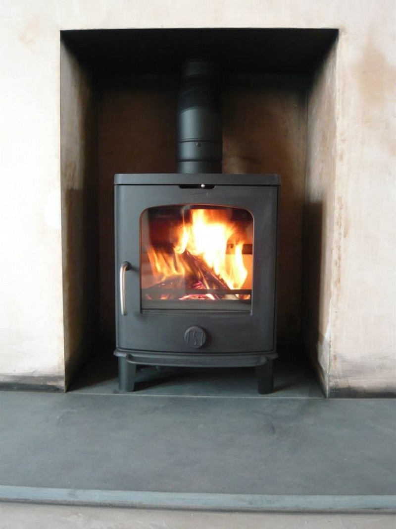 Scan Andersen woodburner in a newly plastered fireplace