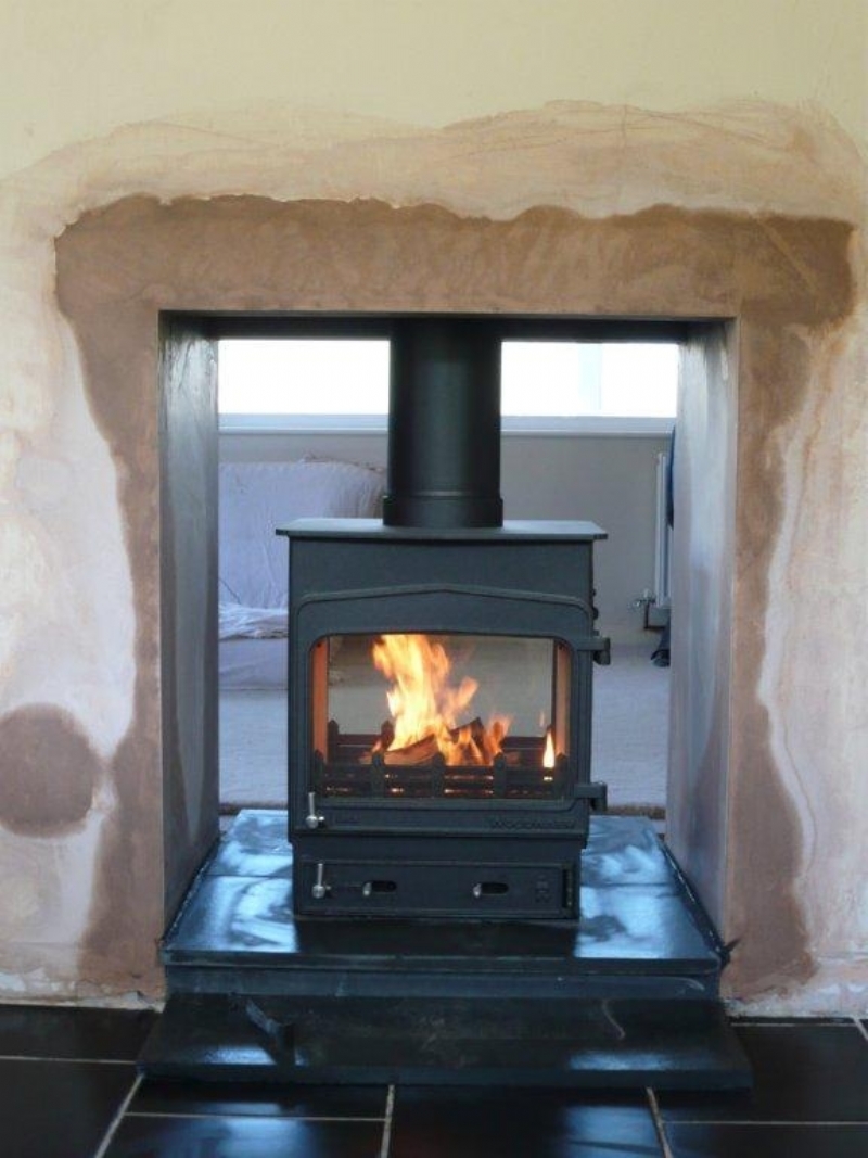 Woodwarm double sided fire with profile top