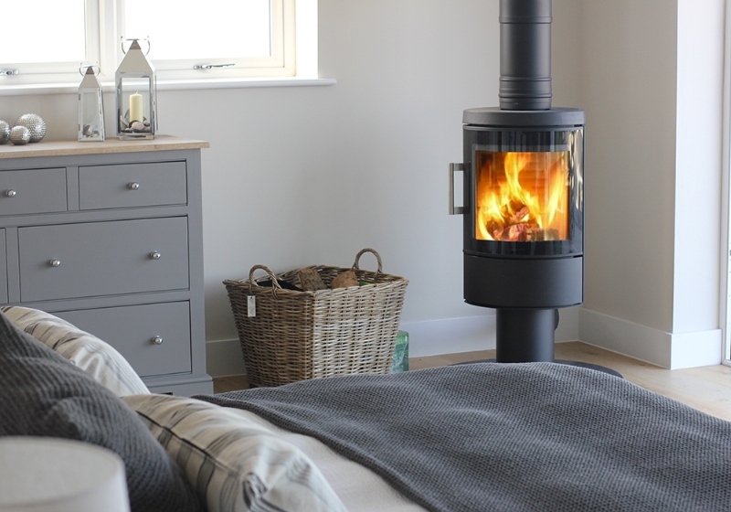 Woodburner in a bedroom in cornwall